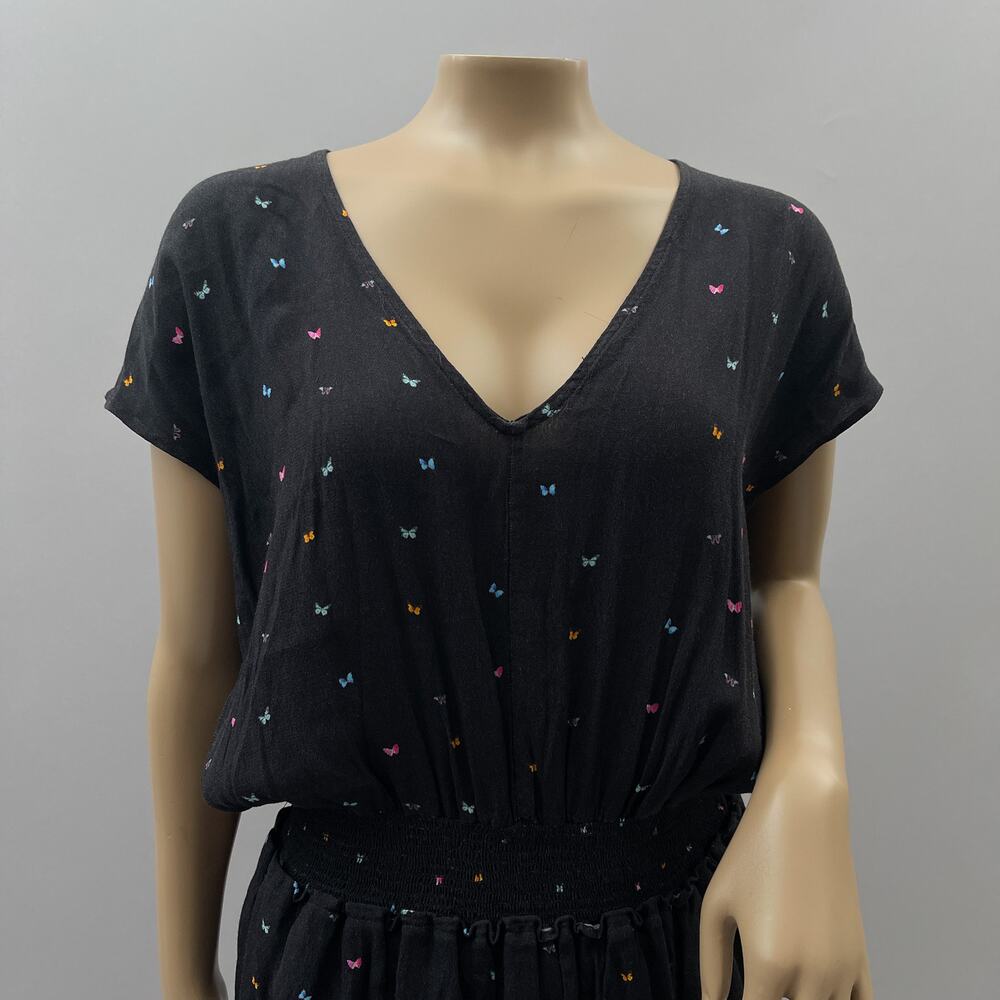 Rails Dress Women S Black Lucca Rainbow Butterfly Print Mini Ruffle Casual NWT - Picture 2 of 11